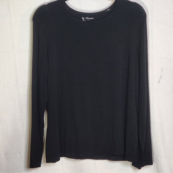 Chico's Black Rayon Span LS Neveah Scoop Neck Soft Top Chico Size 3 US XL 16 - Picture 16 of 16